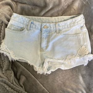 Denim Shorts Light Wash Lace Sexy Cut-offs S.